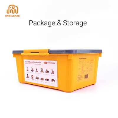 thùng nhựa màu vàng đựng bộ robot