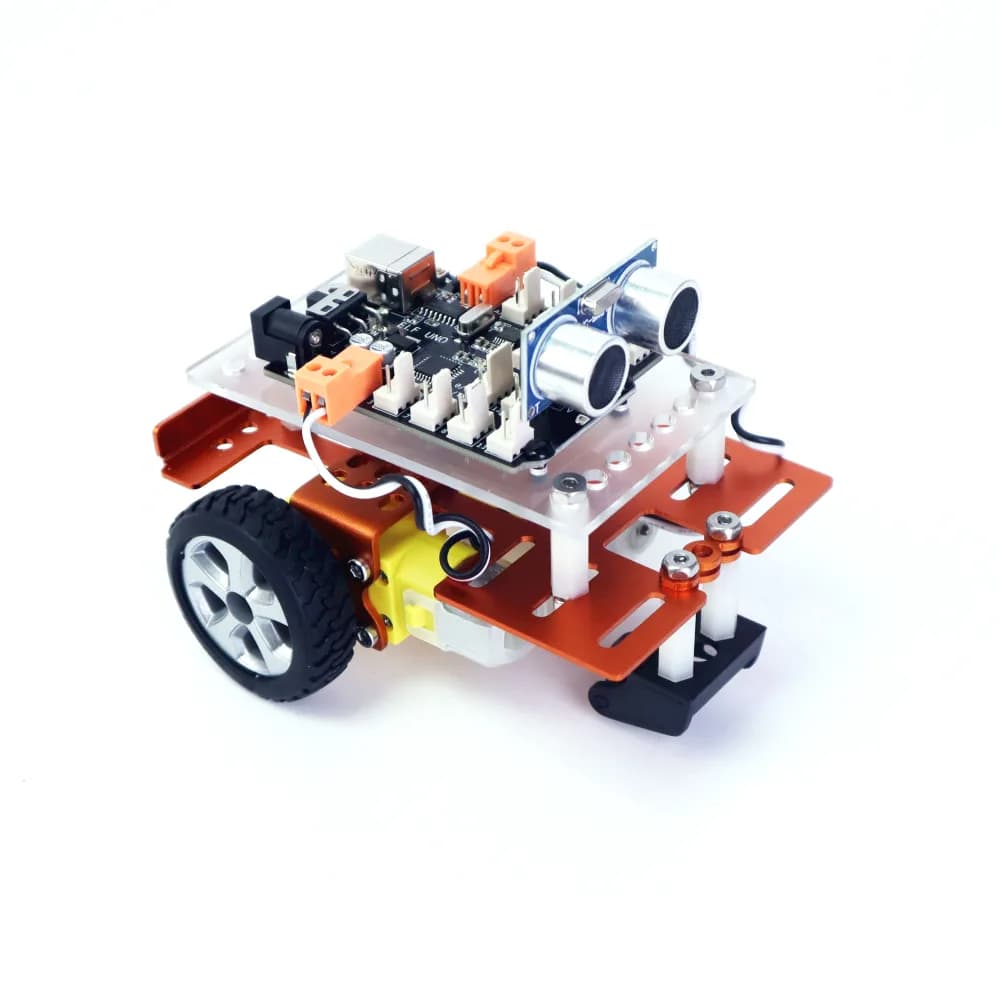 xe robot hai bánh khung cam đã lắp, gắn bo mạch và cảm biến siêu âm