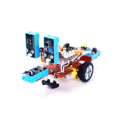 xe robot gắn hai mô-đun cảm biến màu xanh trên khung cam