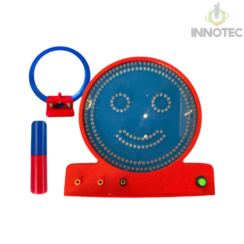 Bộ thí nghiệm cảm ứng điện từ gắn bảng Innotec gồm khung dây tròn nam châm vĩnh cửu và mặt cười LED