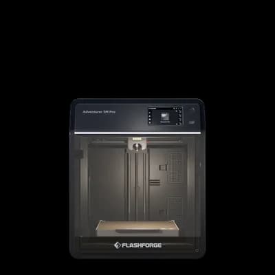 Mặt trước máy in 3D Flashforge Adventurer 5M Pro với buồng in kín và cửa kính