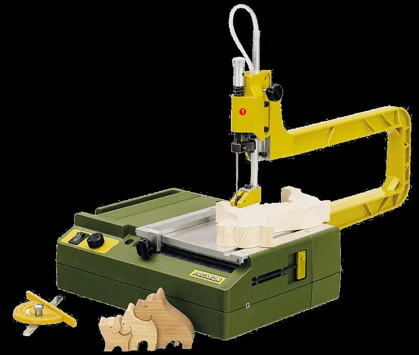 Máy cưa lọng để bàn mini PROXXON DS 230/E cắt gỗ mỏng và mica an toàn cho học sinh thực hành STEM