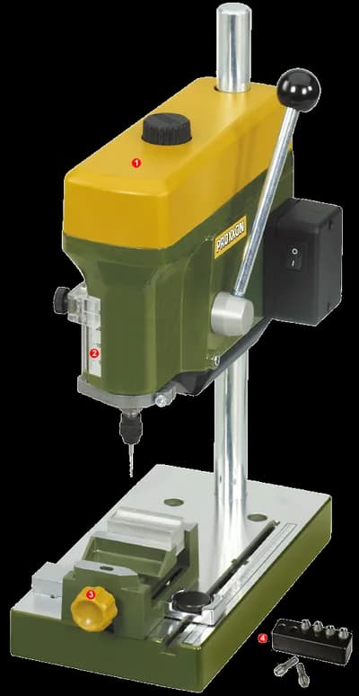 Máy khoan bàn mini chính xác PROXXON TBM 220 gia công cơ khí mô hình an toàn cho học sinh