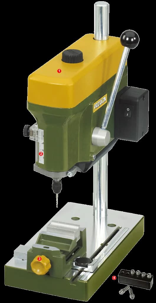 Máy khoan bàn mini chính xác PROXXON TBM 220 gia công cơ khí mô hình an toàn cho học sinh