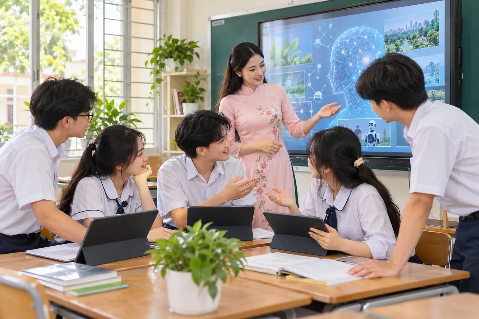 Giáo viên và học sinh phổ thông Việt Nam tìm hiểu ứng dụng AI an toàn và liêm chính học thuật trong lớp học thông minh