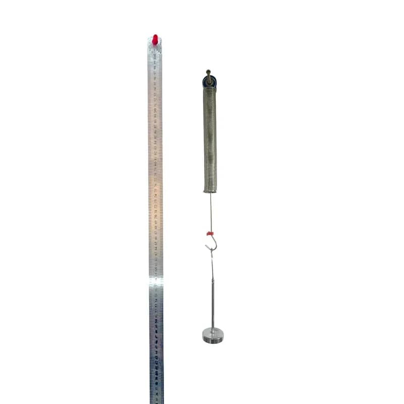 Bộ thí nghiệm khảo sát độ biến dạng của lò xo gắn bảng gồm thước thép 50cm và quả nặng