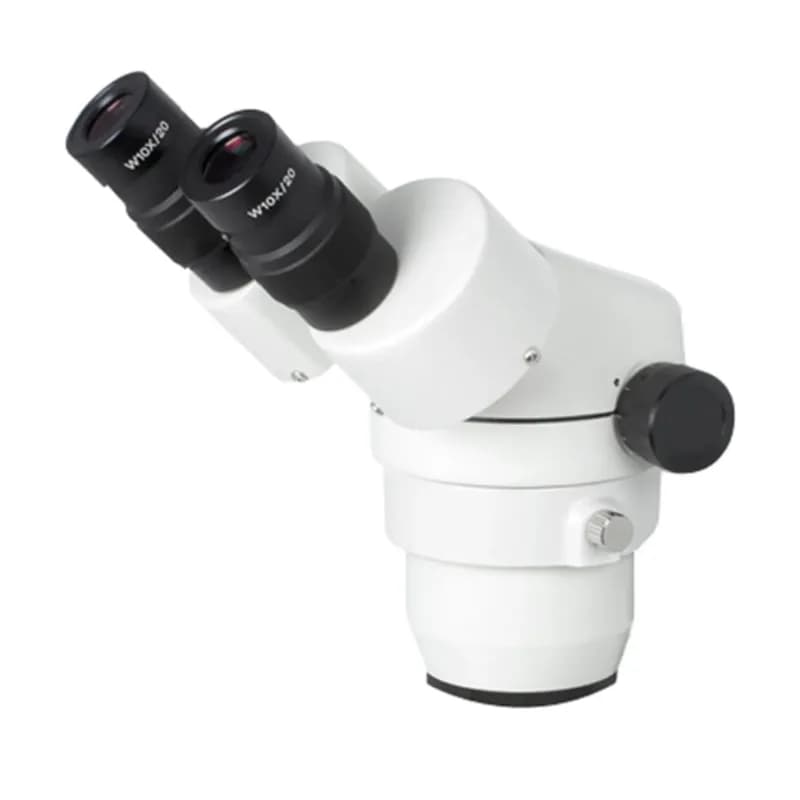 Đầu quan sát hai mắt của kính hiển vi soi nổi Motic SMZ-140 với núm chỉnh phóng đại