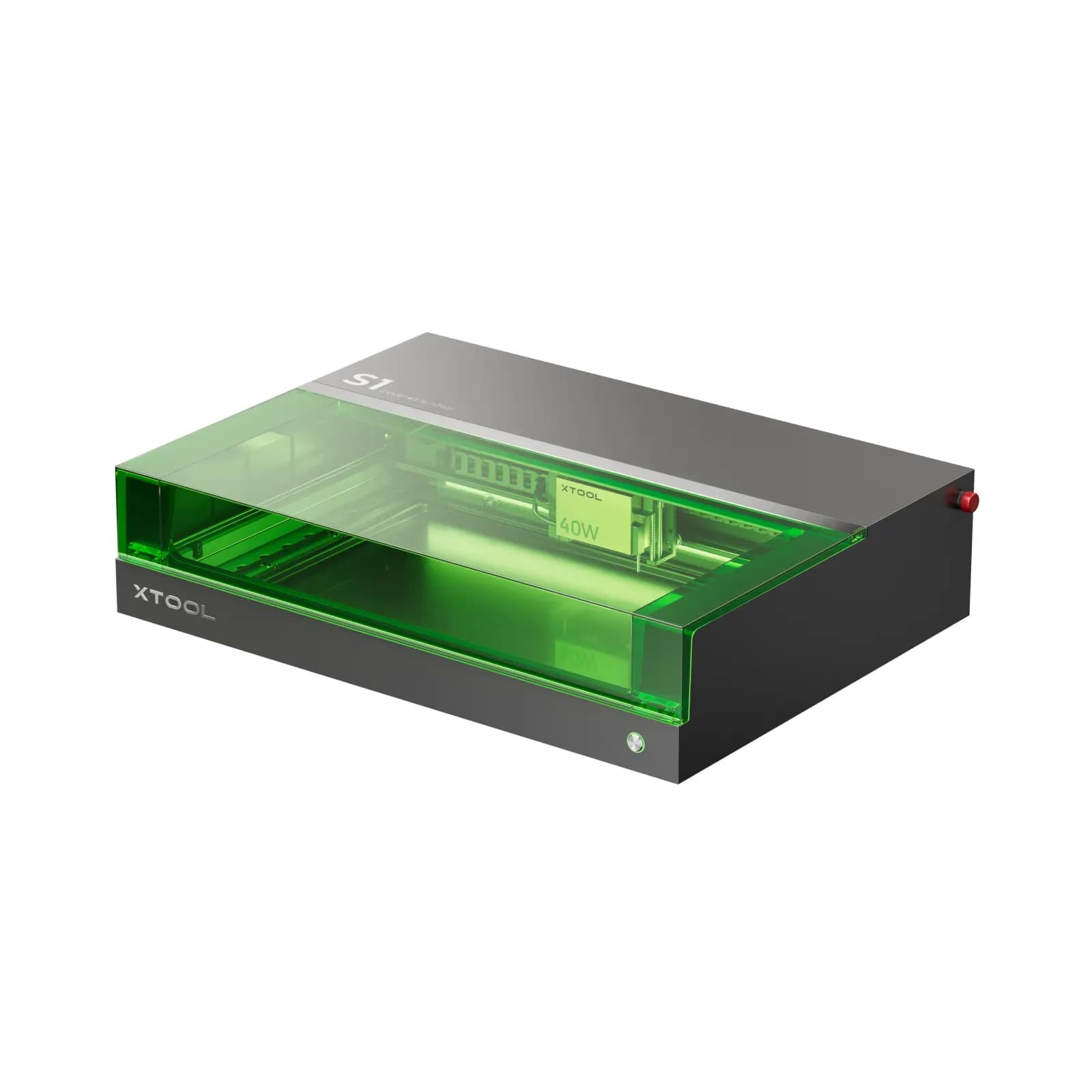 Máy khắc laser xTool S1 có buồng kín và nắp kính lọc màu xanh