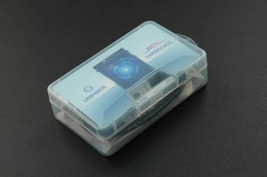 Máy tính đơn bo UNIHIKER trong vỏ bảo vệ trong suốt