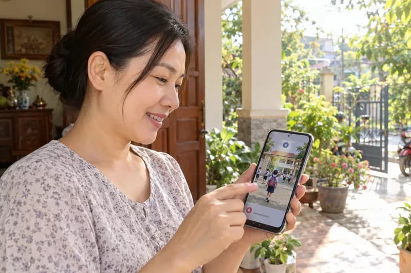Phụ huynh nhận tin nhắn kèm ảnh khi con được ghi nhận đến trường